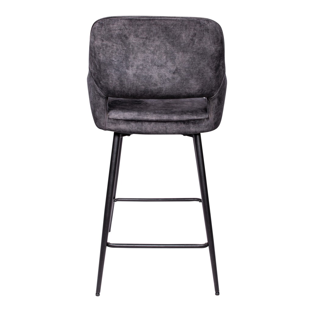 Fal LOW Velvet Anthracite Bar Stool Black Metal Le