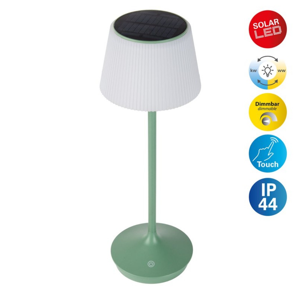 LED Leuchte "EMMI" für Außen und Innen, Tischlampe aus Metall und Kunststoff, mit fest verbauten LEDs, LED Tischlampe für Balkon, Terrasse, Garten, Wohnzimmer, Wintergarten, ca. 38 cm hoch