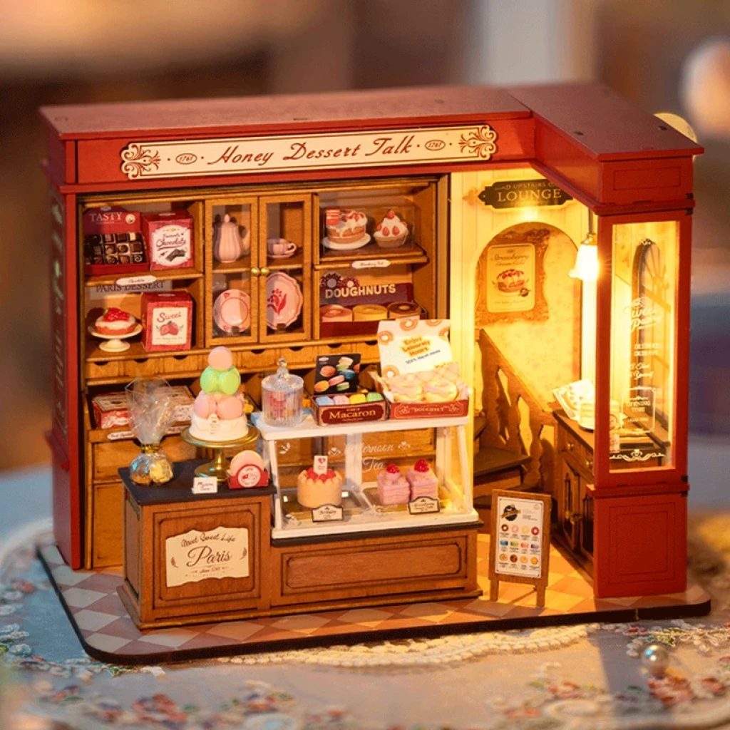 DIY house Honey Dessert Talk With LED Lighting, Robotime, DG168, 23x13.5x17.3cm