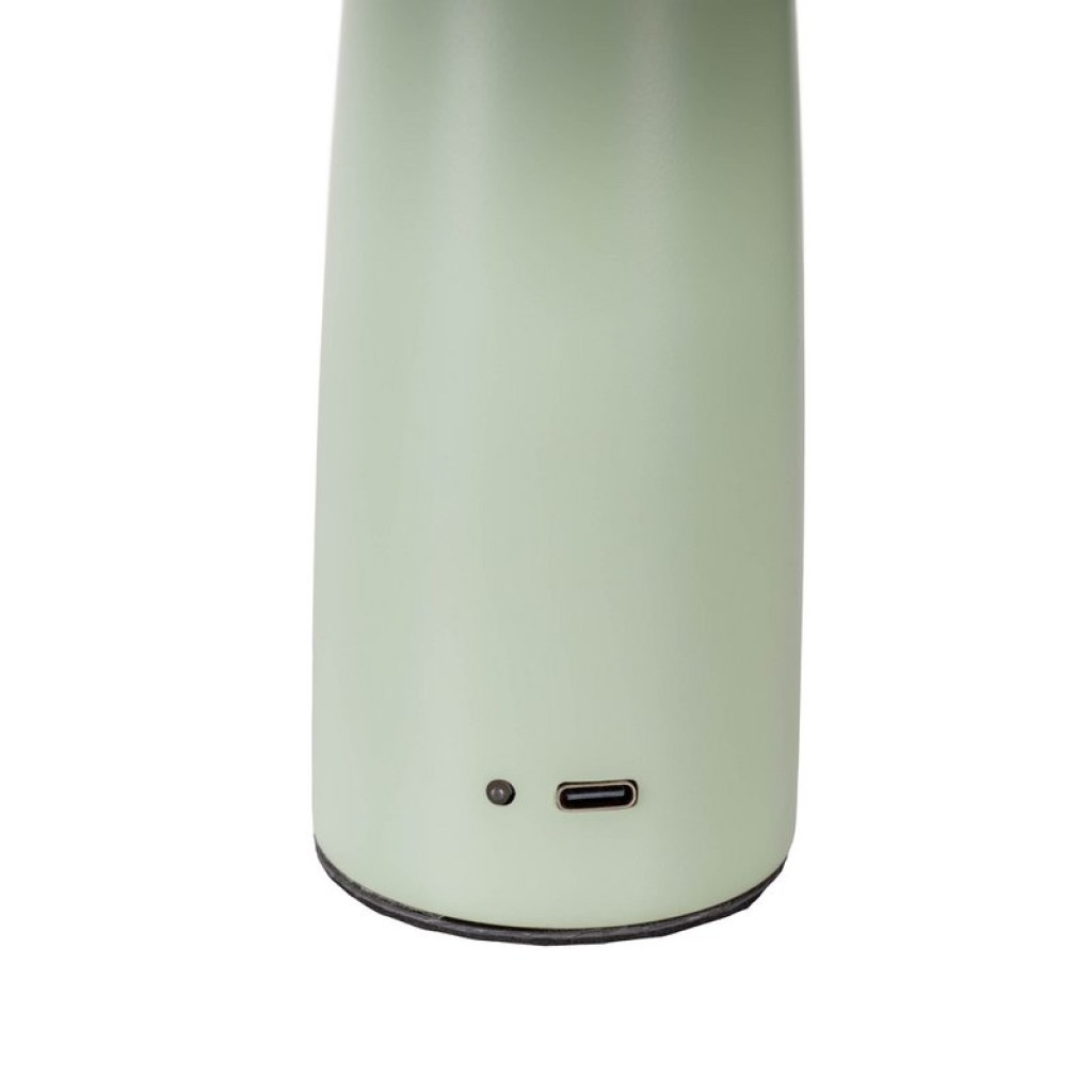 Cordless table light "Pilu", 16.5 cm high, above Ø of 15 cm, metal in MINT, white plastic, integrated LEDs, 280 lumens, dimmable by touch sensor, warm white