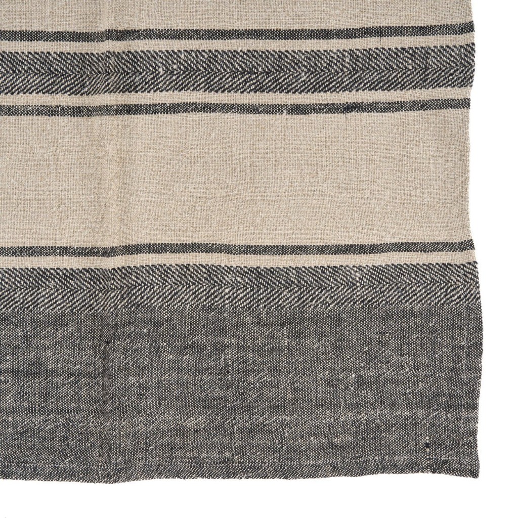The Linen Smudge Keukenhanddoek - Naturel Zwart - 50x70