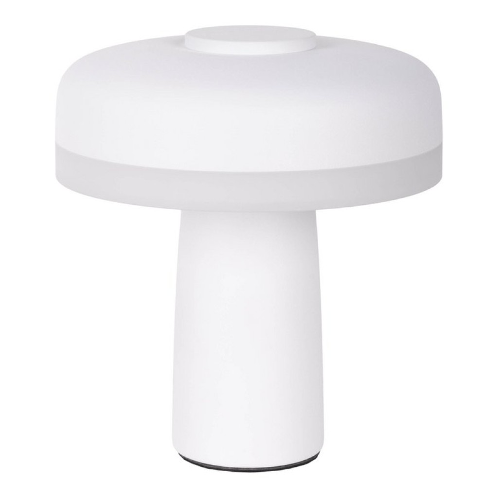 Cordless table light "Pilu", 16.5 cm high, above Ø of 15 cm, metal in white, white plastic, integrated LEDs, 280 lumens, dimmable by touch sensor, warm white