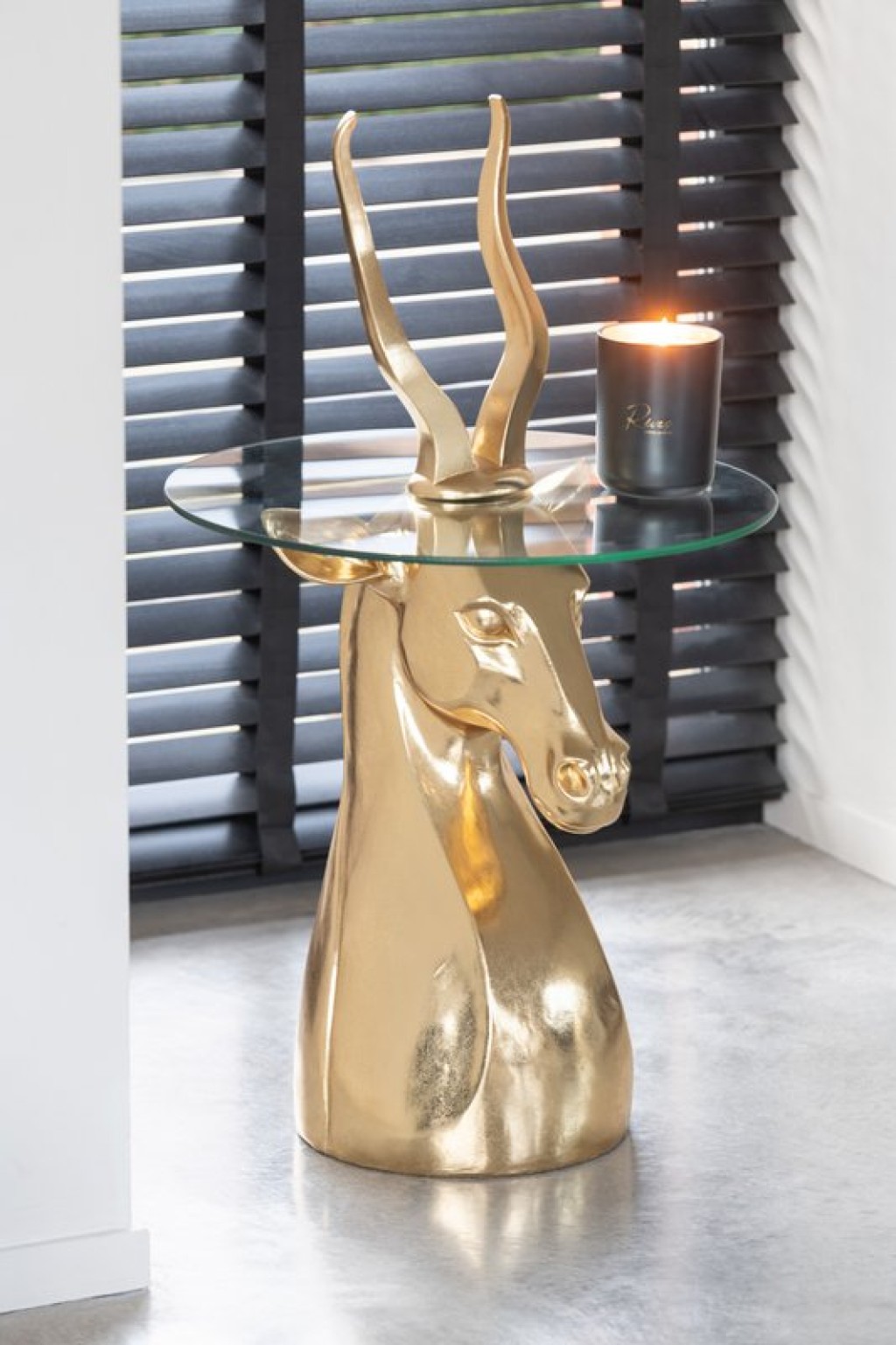 J-Line Side table Antelope Resin/Glass Gold