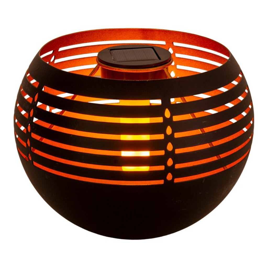 LED decorative-solar table light, 16 cm high for outside, made of black metal and plastic, with integrated LED