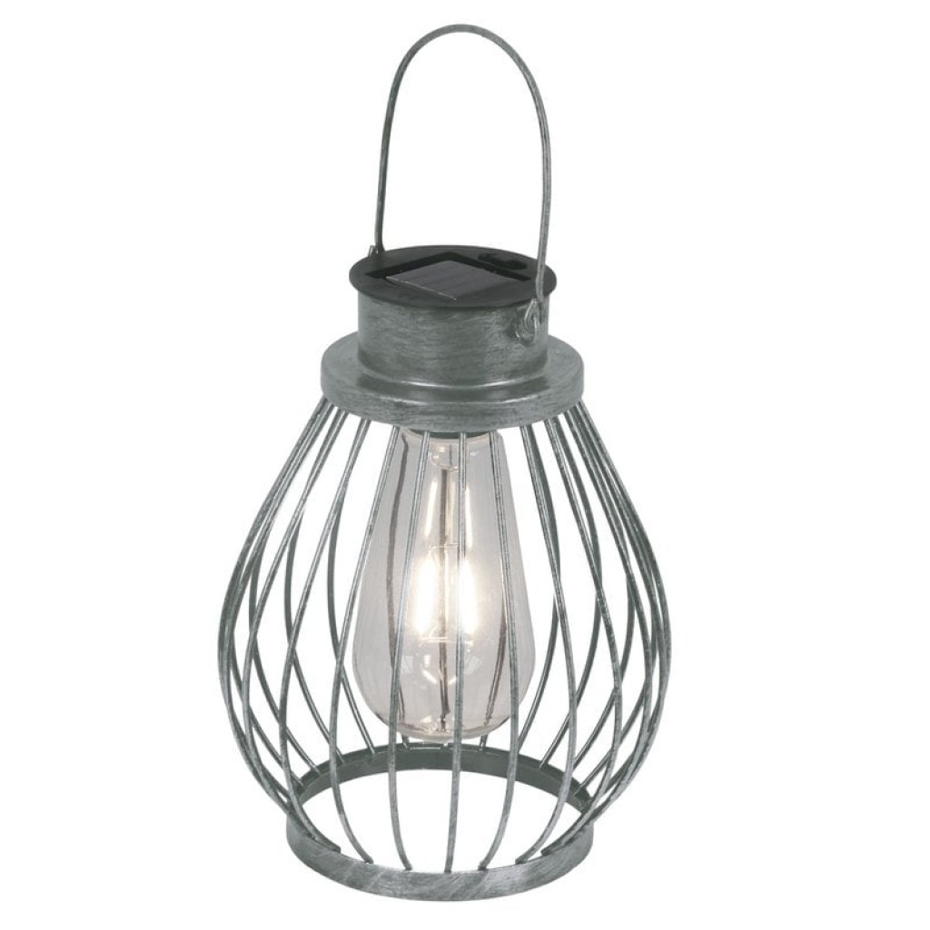 LED Deko-Solarleuchte 21,5 cm hoch, für Außen, aus Metall, Glas und Kunststoff, Silber, mit fest verbauter