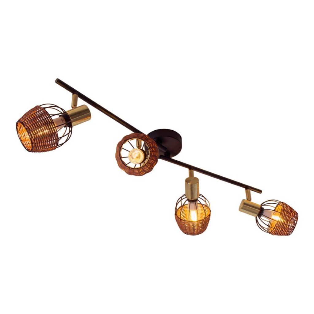 4 ceiling lamp "Corbis", metal spot in black, and gold, with E14 socket, for dining room, living room, hallway or office, ceiling lamp inside, 78 cm long