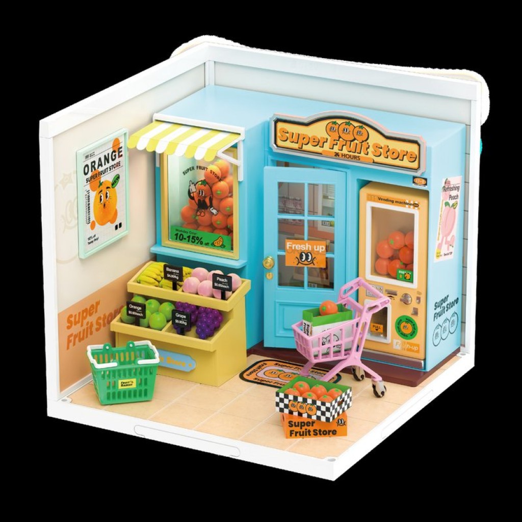 DIY Huisje Super Store Daily VC Fruit Store, Robotime, DW003, 16,3x16,3x15,2cm