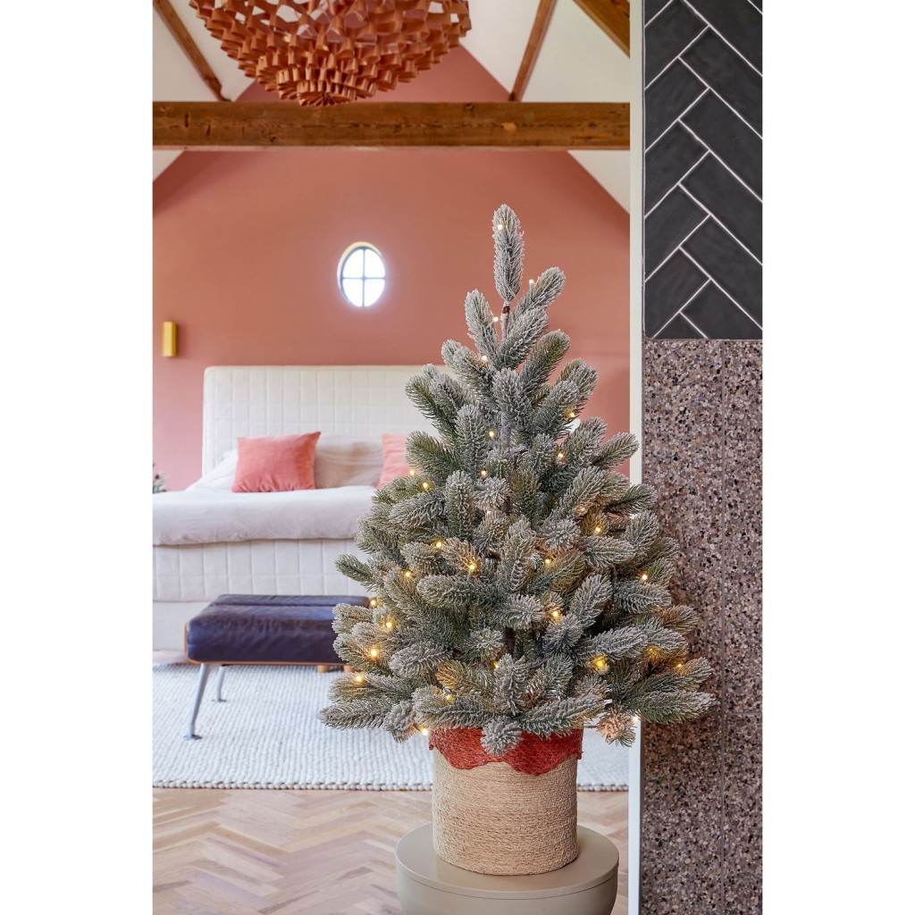Nagoya Kunstkerstboom in Pot met LED Verlichting en Timerfunctie - H90 x Ø55 cm - Groen