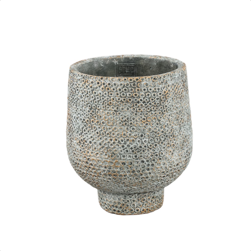 Laim Grey Cement Round Pot Dots Pattern On Base L