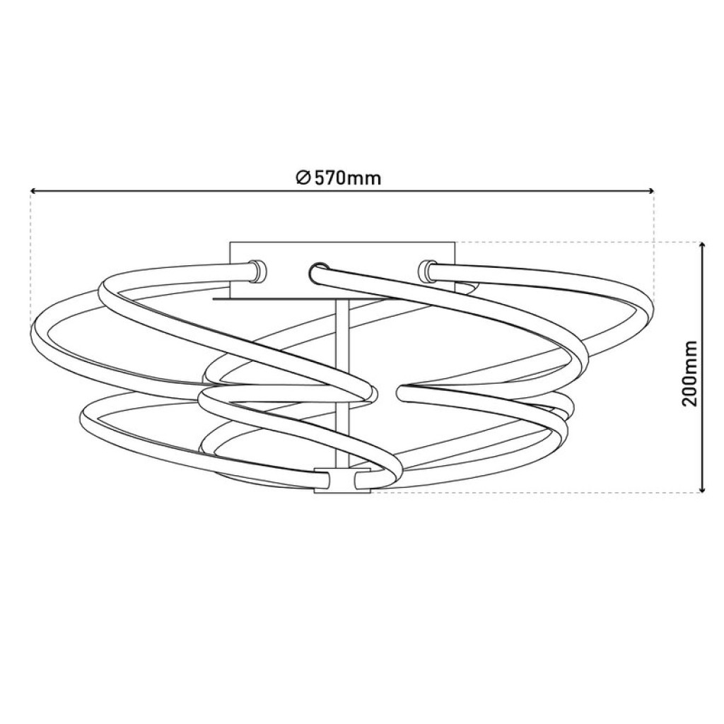 LED ceiling lamp "Rizado" Ø: 57cm made of metal in satin nickel and plastic, with firmly built-in LEDs, lighting for living rooms and office.