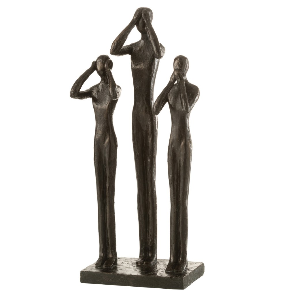 J-Line Figuren Horen/Zien/Zwijgen Poly Donkerbruin