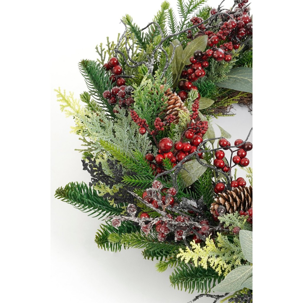 Bodi Kerstkrans met Dennenappels - H11 x Ø40 cm - Bordeaux