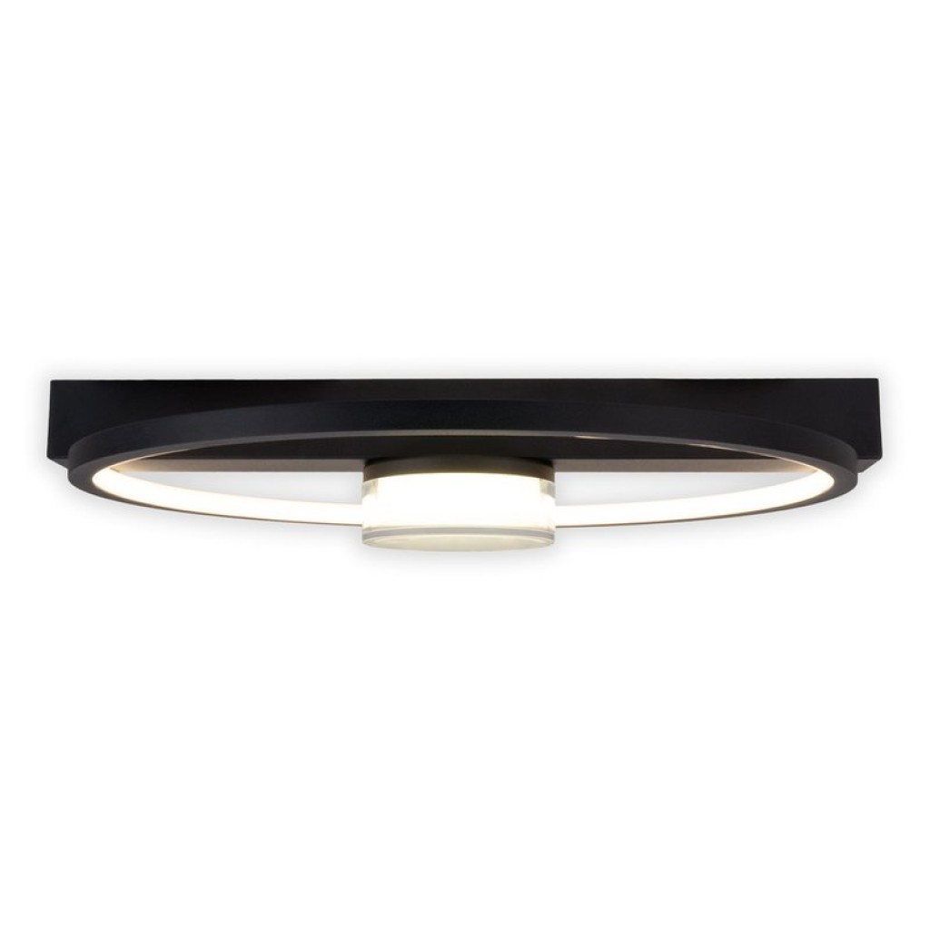 LED ceiling light "Cimo" made of black metal and plastic, 40 cm long, dimmable by wall switch