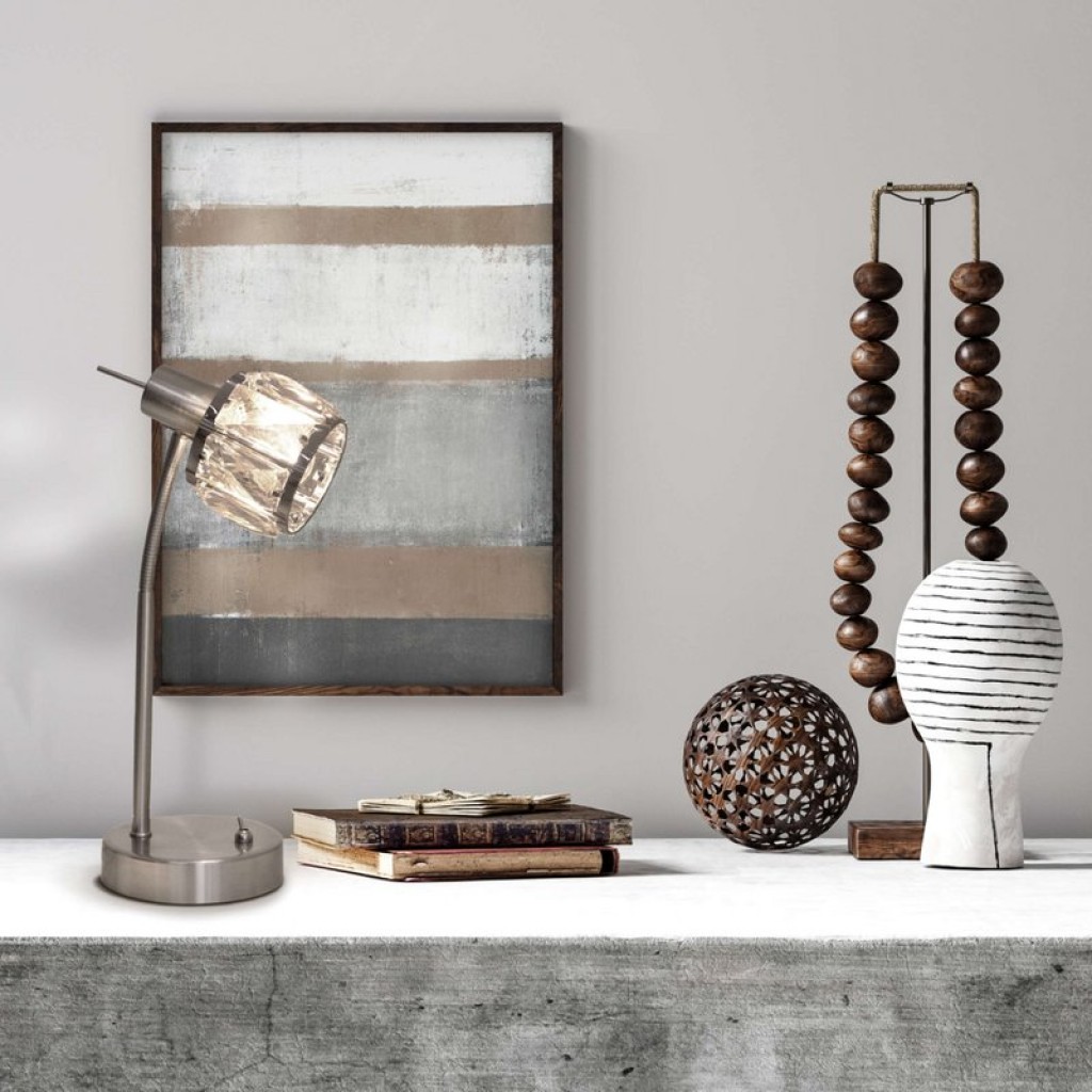 LED table lamp "Josefa", table lamp made of metal and glass in stainless steel optics, with E14 version Filament lamp included, light for living room, dining room, hallway or hallway 34.5 x 17.5 cm