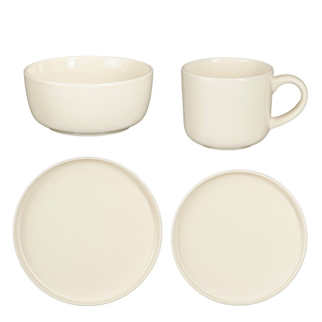 OZZU DESCRIES SET 4 PERSONS - STONE GOOD - OFF -WHITE
