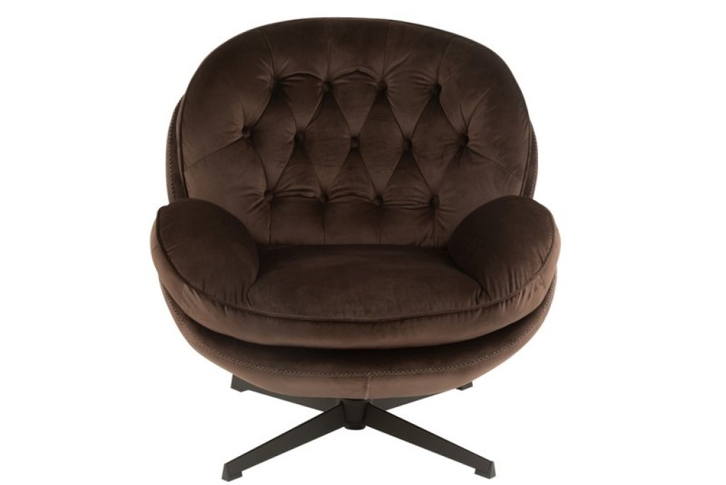 J-Line sofa Relax -+ footstool - metal/textile - dark brown