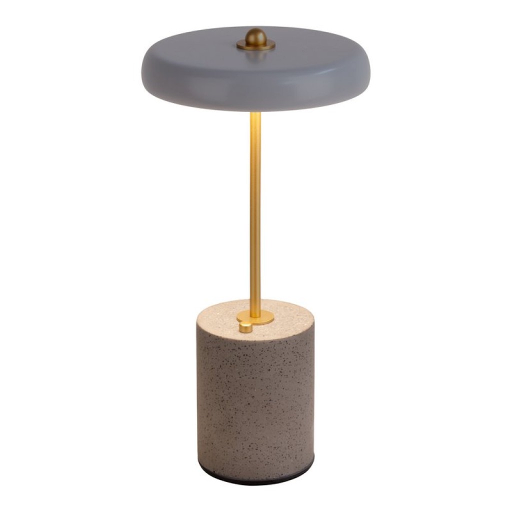 Akku Tischleuchte "SETA" grau 30 cm hoch aus Metall und Beton, mit fest verbauter LED