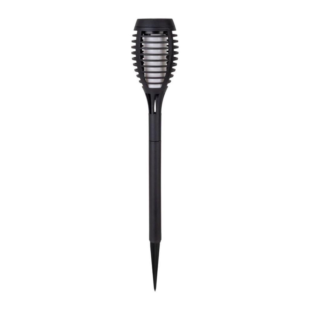 3 Set LED earth spit "torch" 58 cm made of gray plastic, with integrated LED, solar light for outside