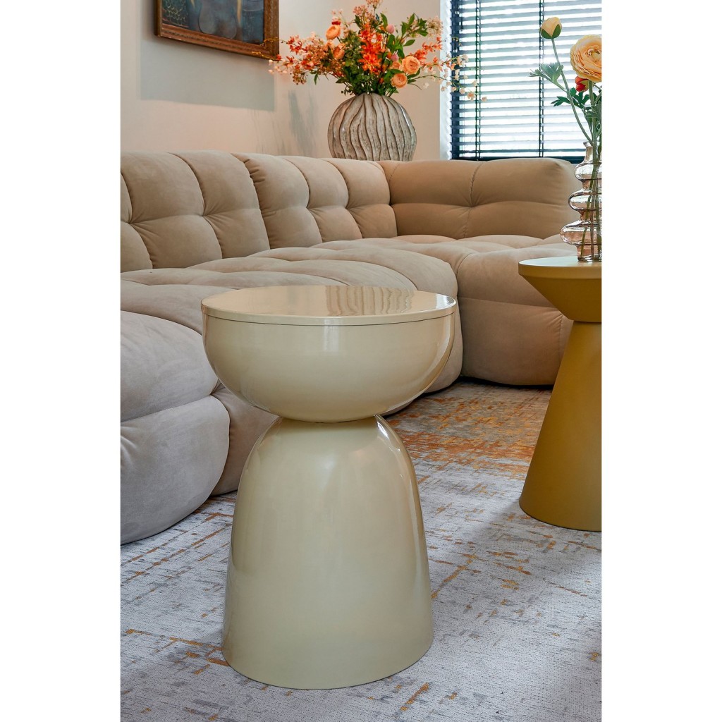 Elliot Bijzettafel - H45 x Ø32 cm - IJzer - Beige