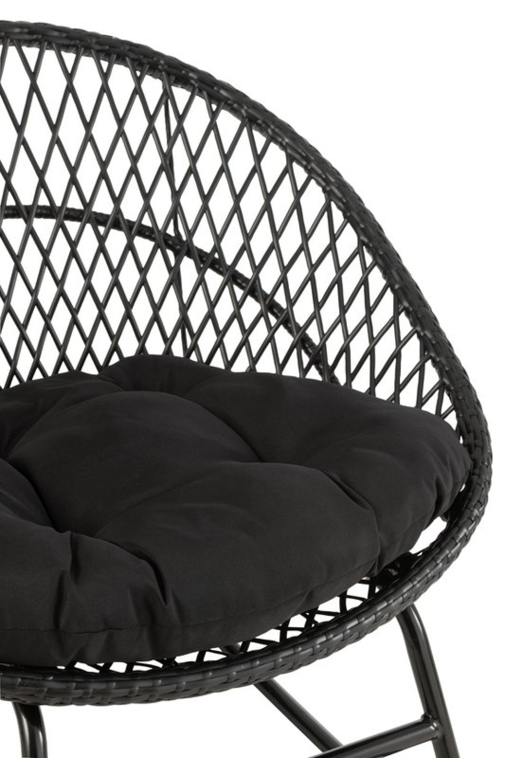 J-Line rocking chair + cushion Zayo - metal/wicker - black