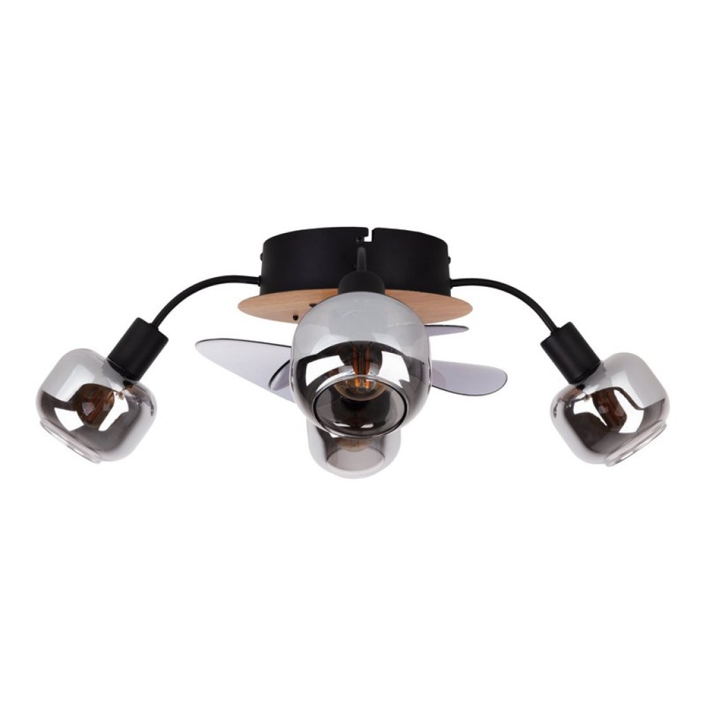 Ceiling lamp including fan "Fumoso", in black, brown and nature, for E27, Ø 51 cm