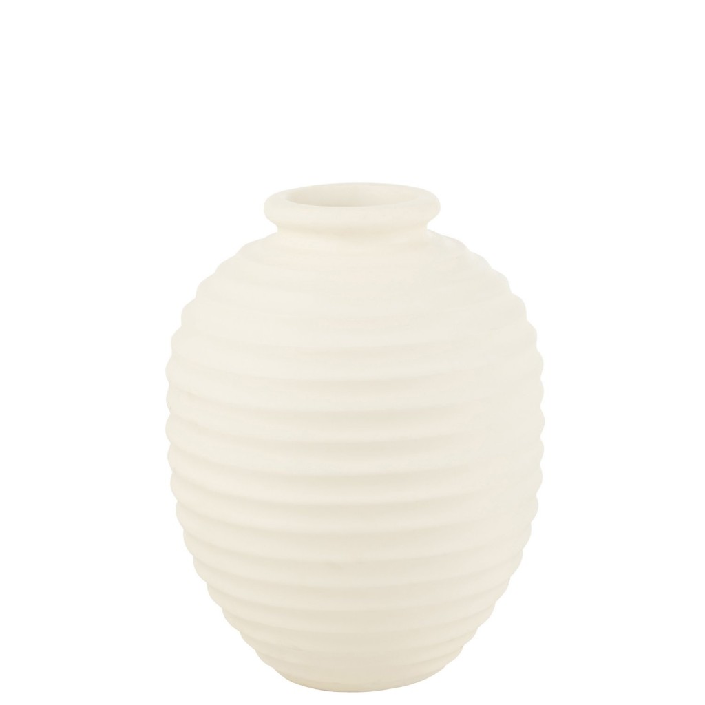 J-Line bloempot Ovaal Terracotta - keramiek - wit - large - 66 cm hoog
