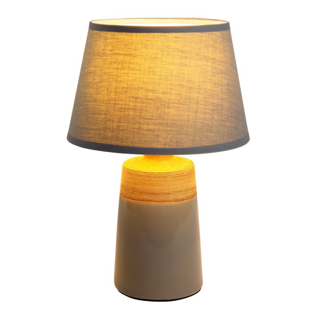 Ceramic table lamp "Talia", table lamp made of ceramic, beige/gray, with E14 socket, for dining room, living room, hallway or office, 31 cm high