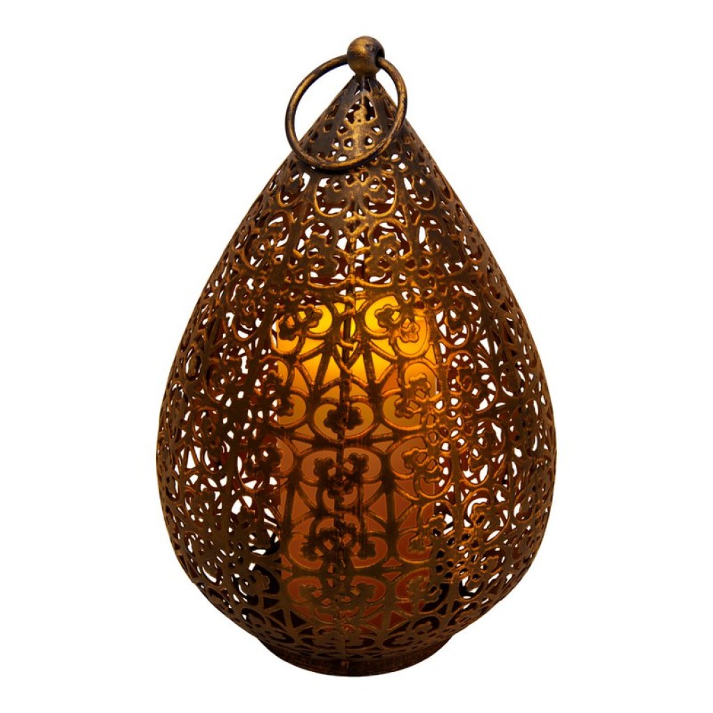 LED decol light 27.8 cm high in antique gold, for outside, made of metal and plastic, with integrated LED