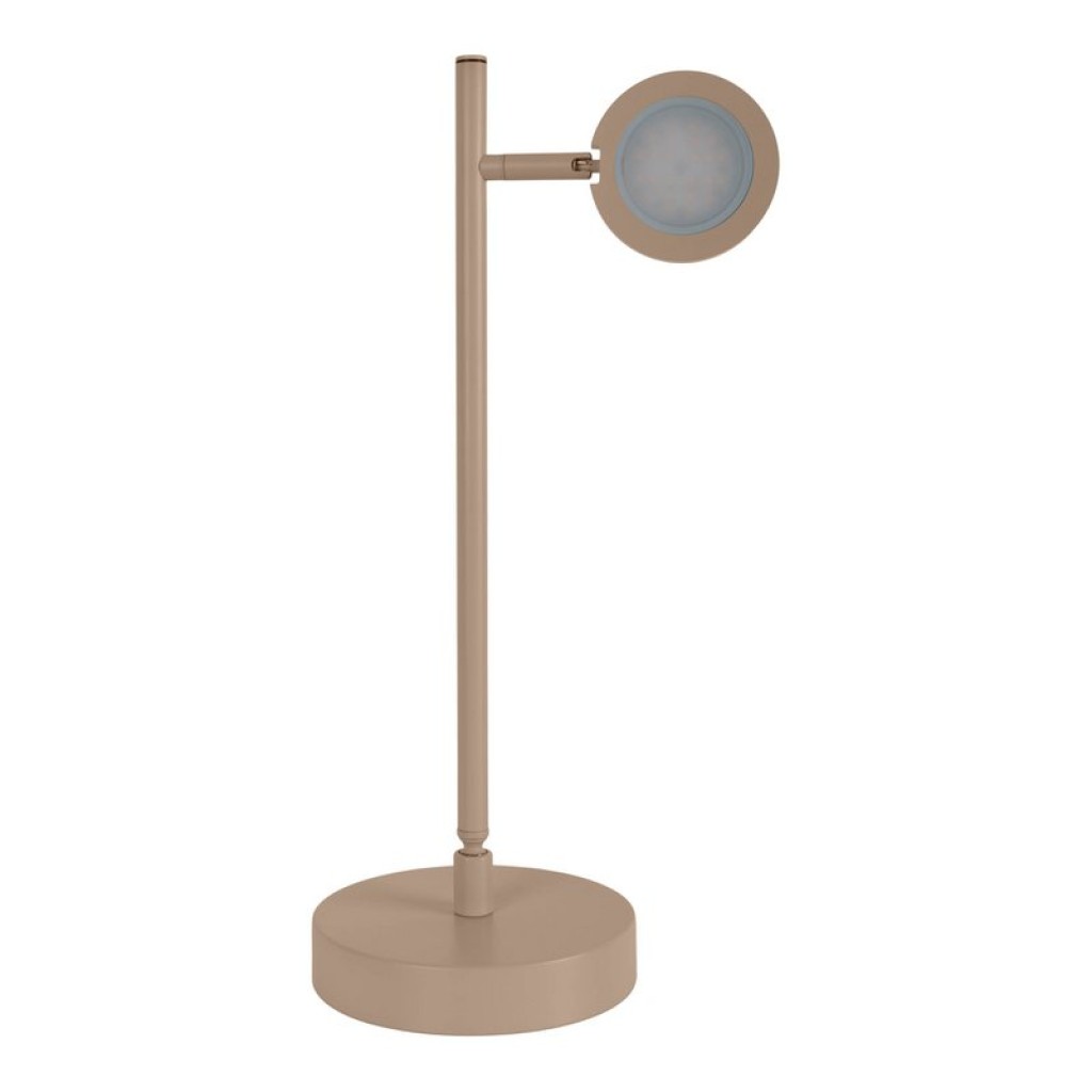 LED cordless table light "Lupa", 45 cm high, made of lacquered aluminum (Frosted almonds, pantone 481 C) and white plastic, LED integrated, dimmable, touch sensor.