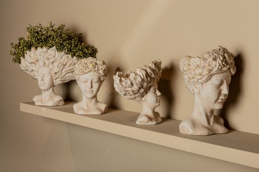 Kimbere Cream Cement Face Shaped Statue Hair S