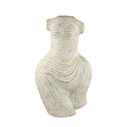 Sophi White Cement Women Shaped Statue Curved L