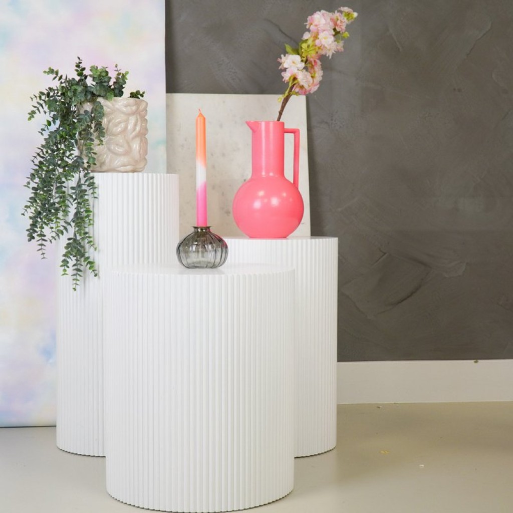 Side Table / Pillar- Cylinder - MDF - White - 30x65cm