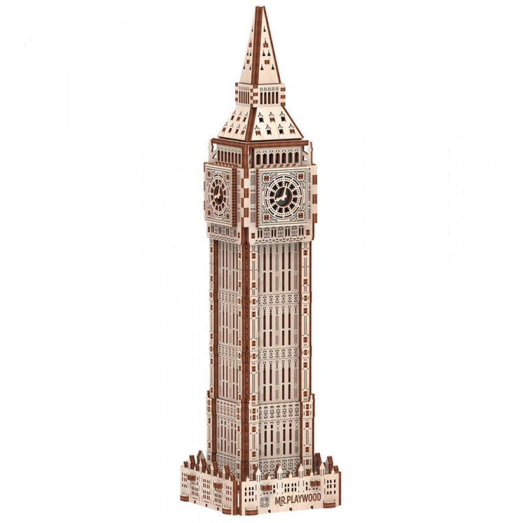 mr. Playwood 3D Wooden Puzzle, Big Ben, 10407, 9.5x9.5x36cm