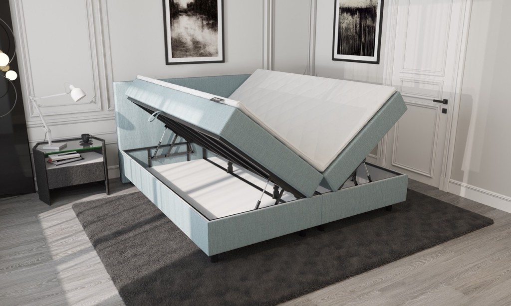 Mörgenn Opberg Boxspring Blauw 140x200