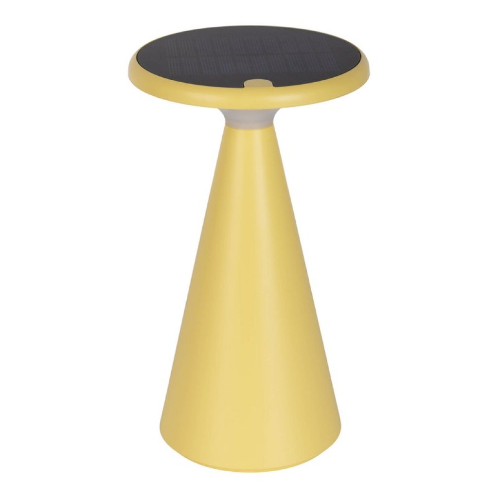 Solar battery table lamp "Palu" for outside and inside, made of plastic in yellow, 20 cm high