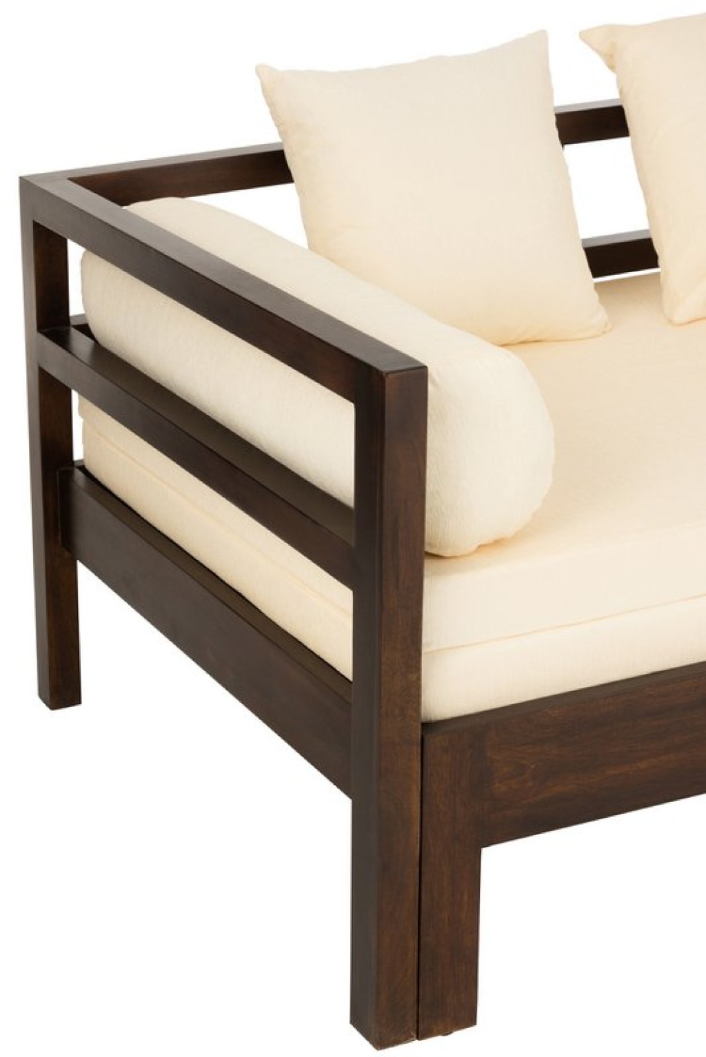 J-Line Conie sofa bed - mattress + 4 pillows - wood - dark brown