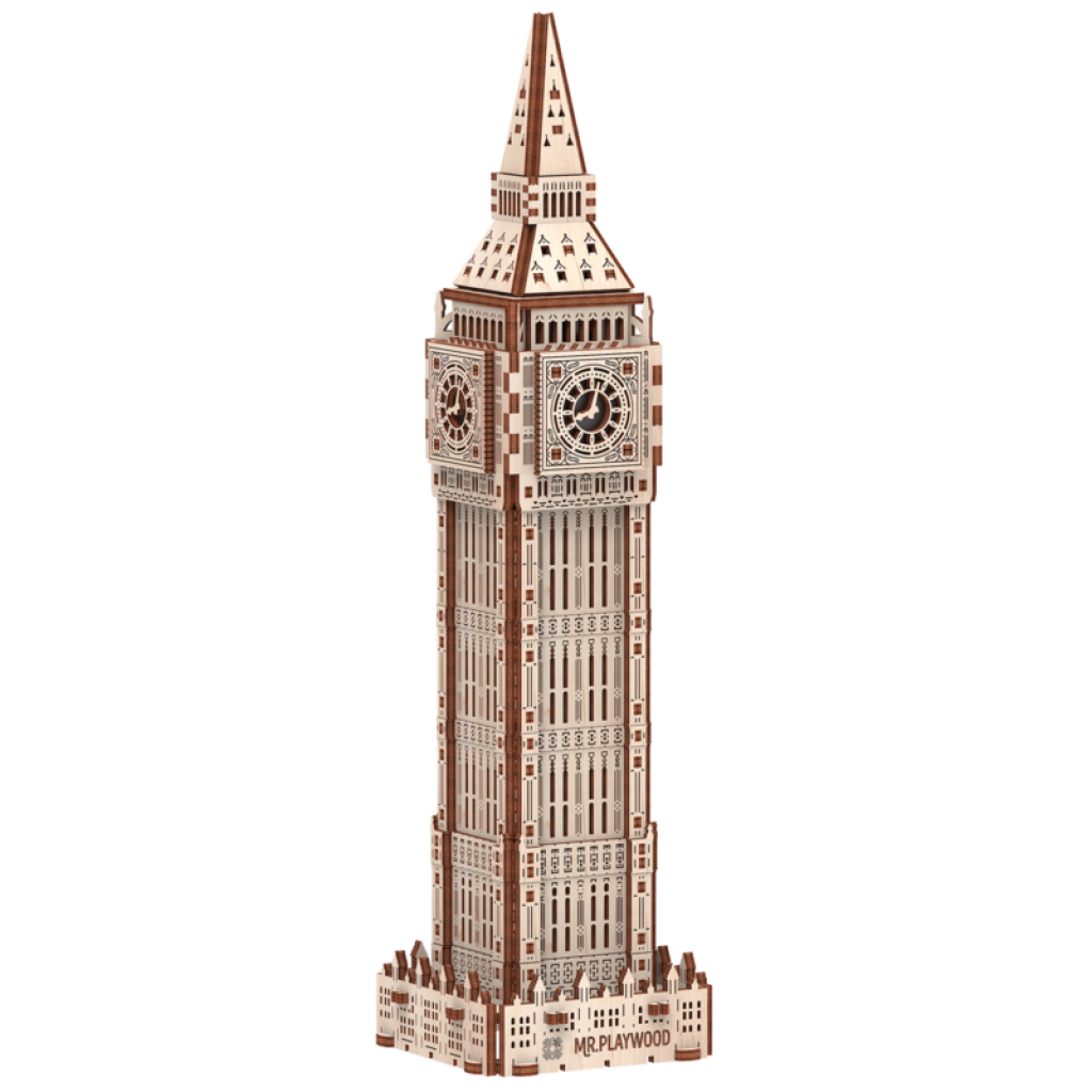 mr. Playwood 3D Wooden Puzzle, Big Ben, 10407, 9.5x9.5x36cm
