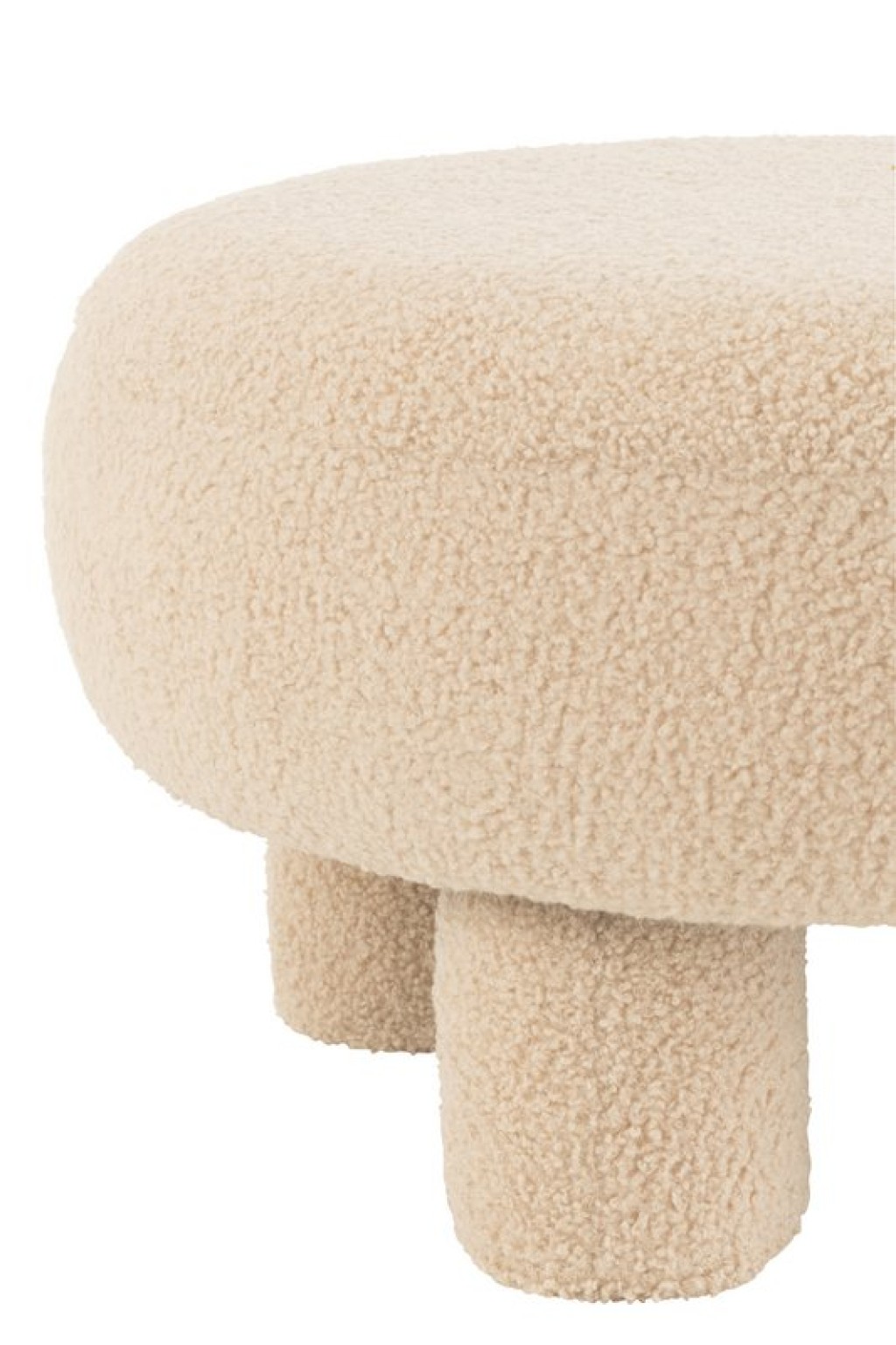 J-Line Stool Round Teddy Feet Bouclé Warm Beige