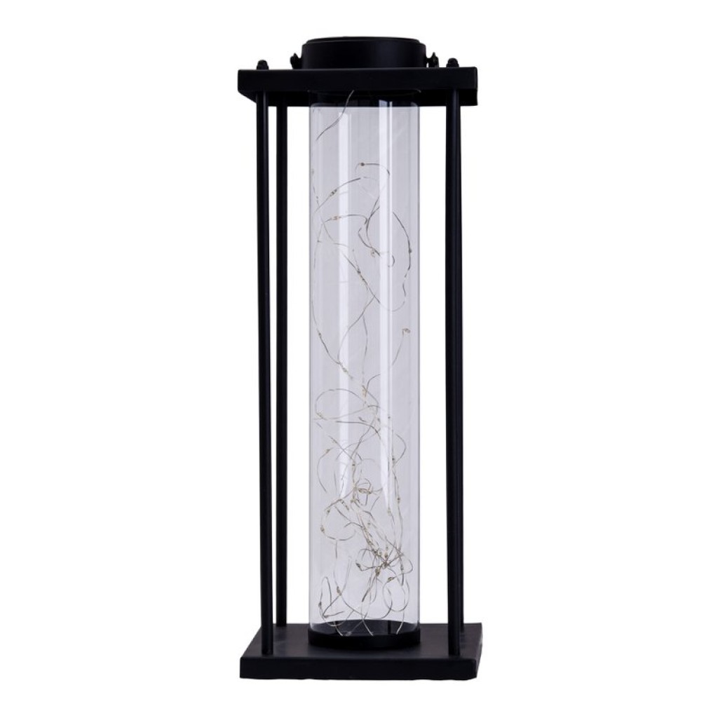 LED solar light "Fairylight" for terrace and balcony, made of black metal and glass, firmly built -in LEDs, decoration lamp for outside 51.5 cm high