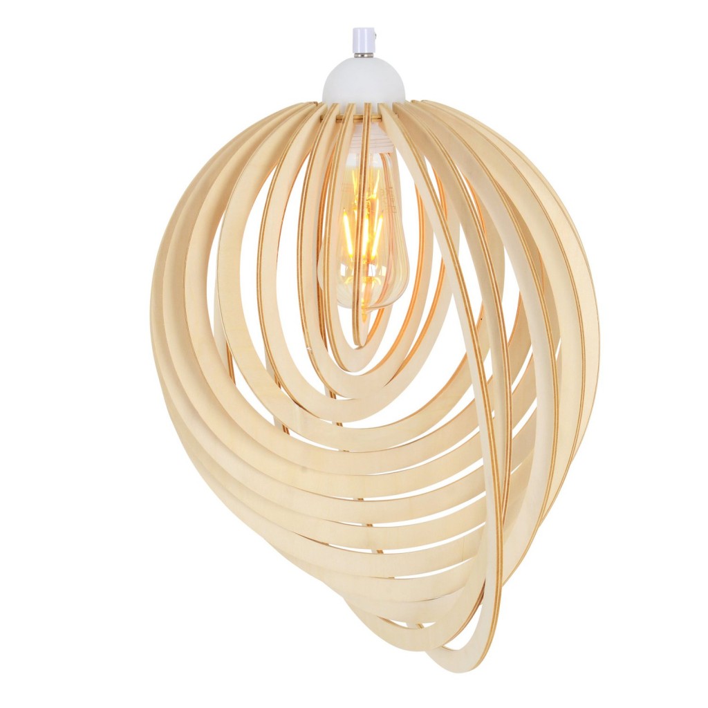 Hanger lamp "Armella" Ø 40 cm, 1x E27 (niet inbegrepen) gemaakt van hout en plastic, voor eetkamers, woonkamer, kantoor, kinderkamer