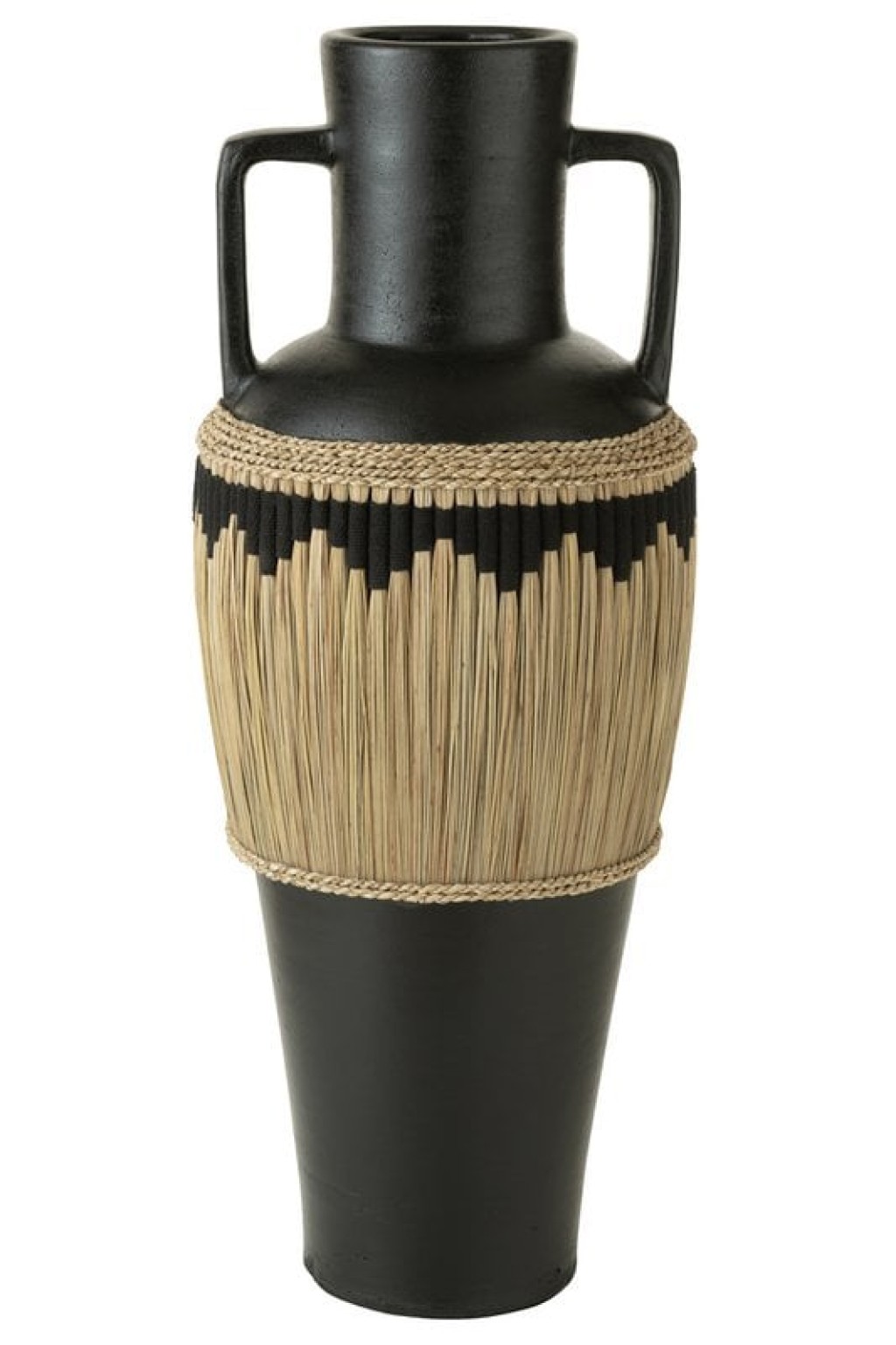 J-Line Vase Motif+Handles Terracotta/Grass Black/Natural