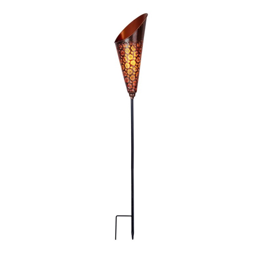 LED Solar-Erdspieß "TORCH" Außen-Erdspieß aus Metall und Kunststoff in Kupfer, mit integrierter LED
