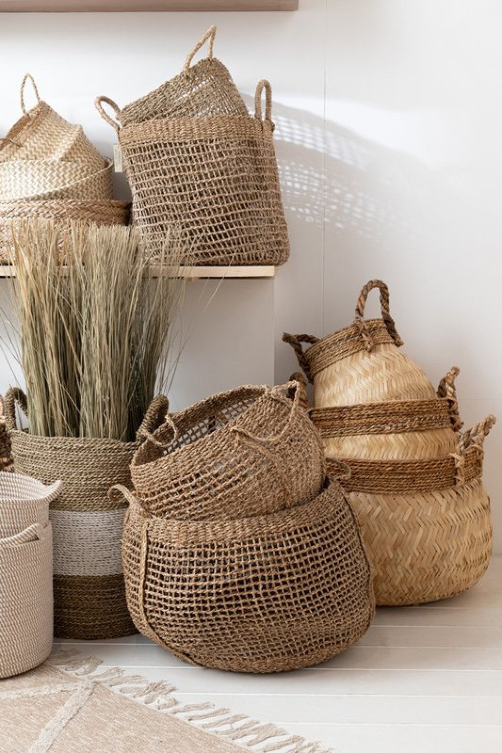 J-Line Set Of 2 Baskets Tosai Seagrass Natural