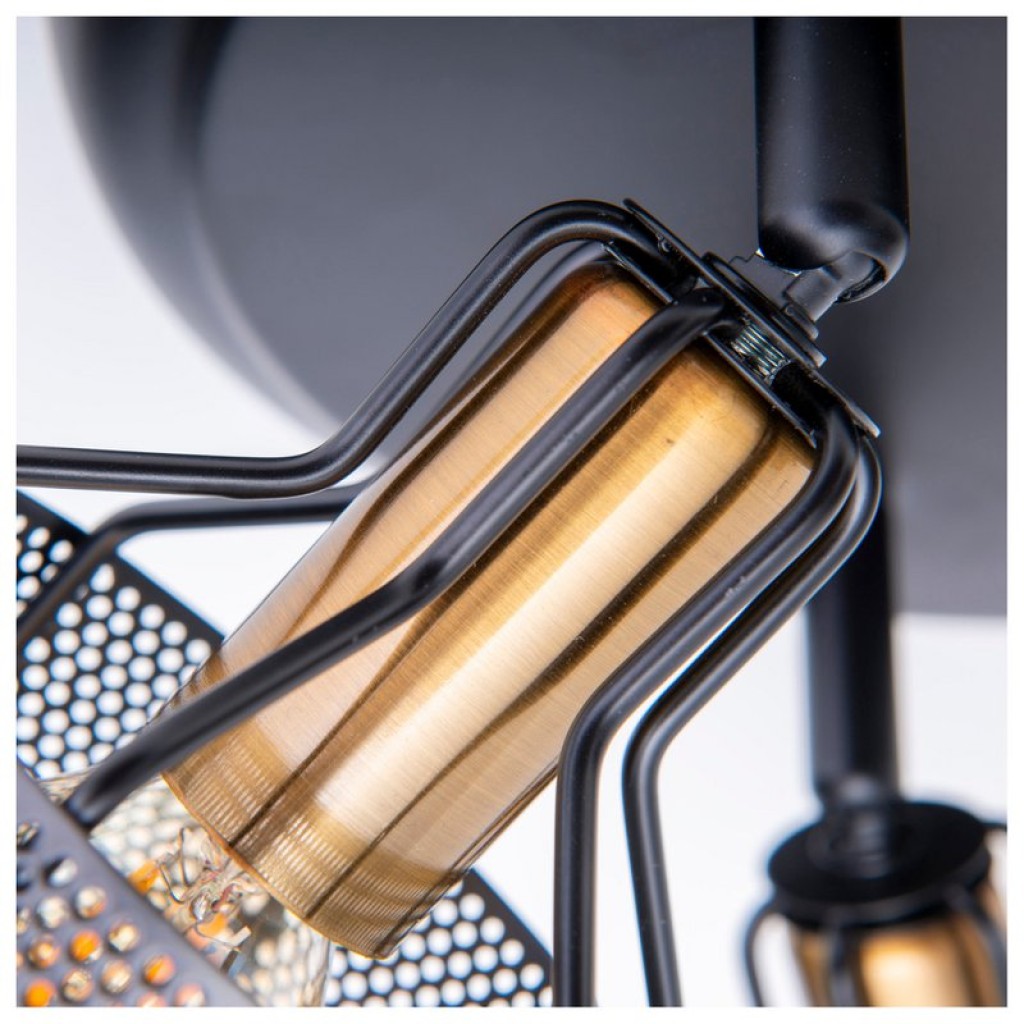 3er Wand- und Deckenrondell Spot "Foro" aus Metall in Schwarz, und Gold, mit E14-Fassungen, 41 cm Durchmesser. Stilvolle Beleuchtung für Wohnzimmer, Esszimmer oder Küche.