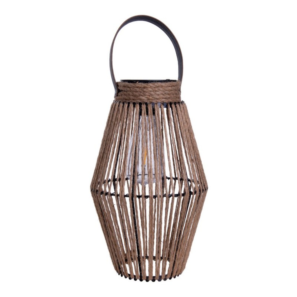 LED solar light "Korbinian" for garden and terrace, decorative lamp made of metal and plastic cord covering in nature, LEDs firmly installed, solar lamp for outside 30 x 18 cm