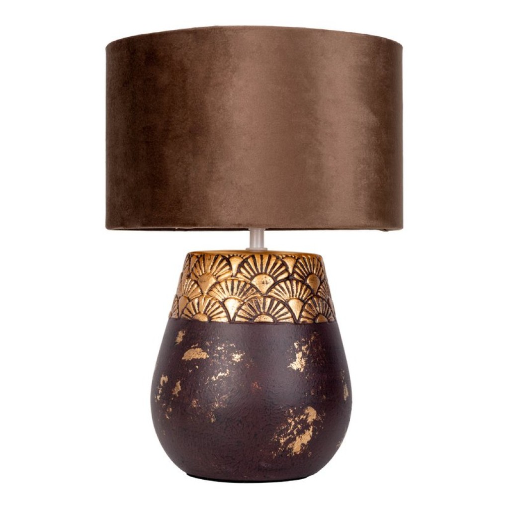Ceramic table lamp "Bronco", table lamp, ceramic, beige/gray, with E14 socket, for dining room, living room, hallway or office, 39 cm high