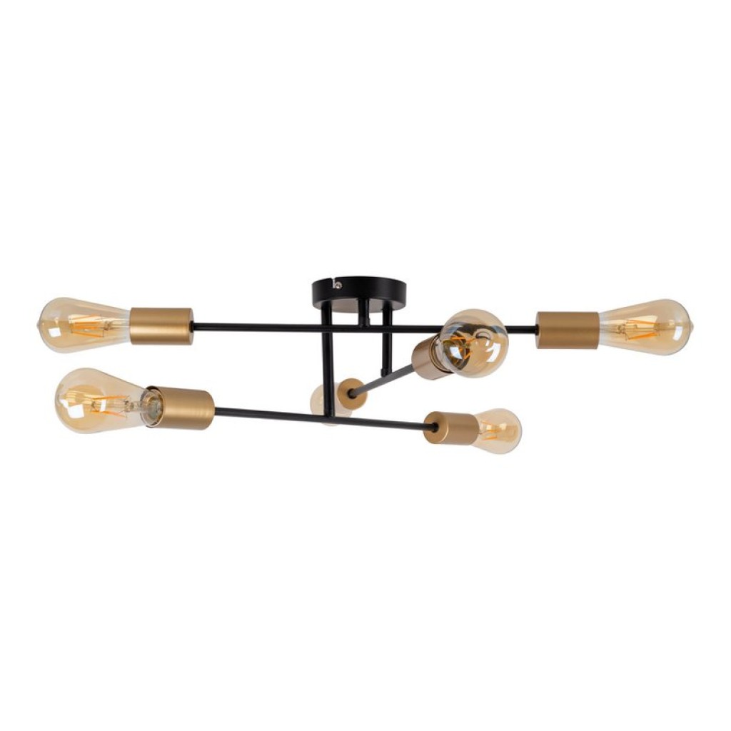 Ceiling light "Modo" 6-flame made of metal in black, versions gold, E27 socket, ceiling lamp for living room, dining room, kitchen, hallway, hallway or office with a Øvon 54.5 cm