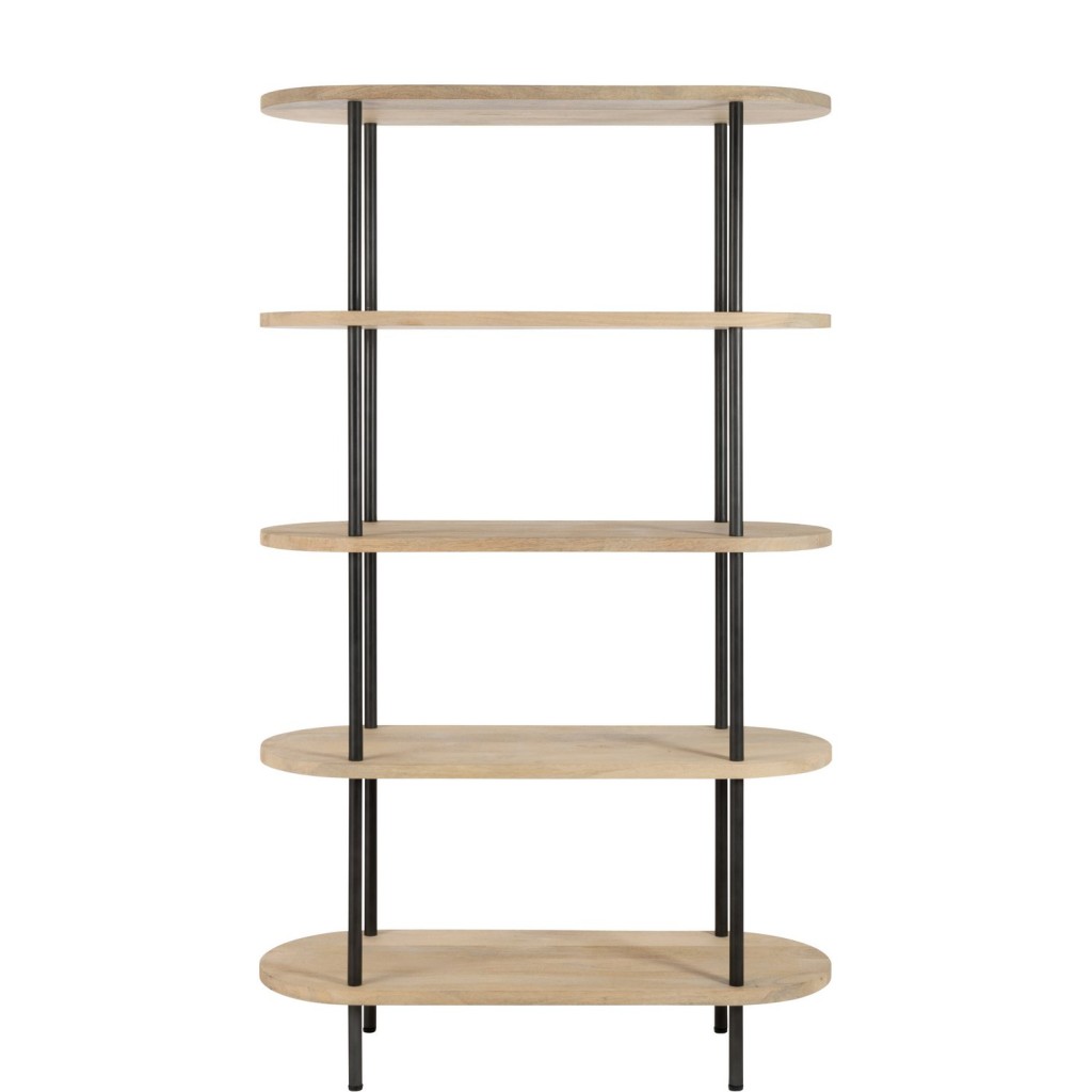 J-Line Rek Eli 5Planken Mango Hout/Staal Naturel/Grijs