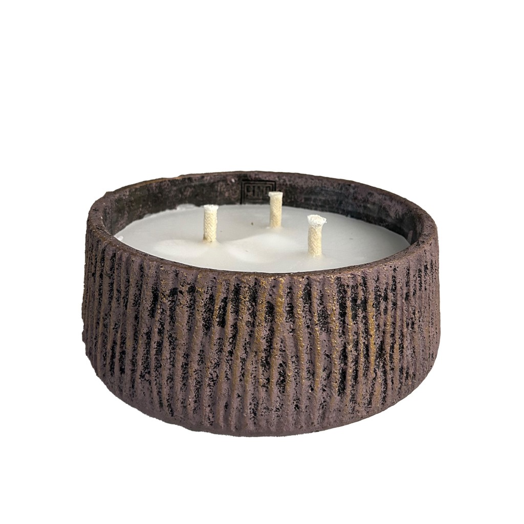 Holden Purple Cement Candle Round Gold Finish LowM