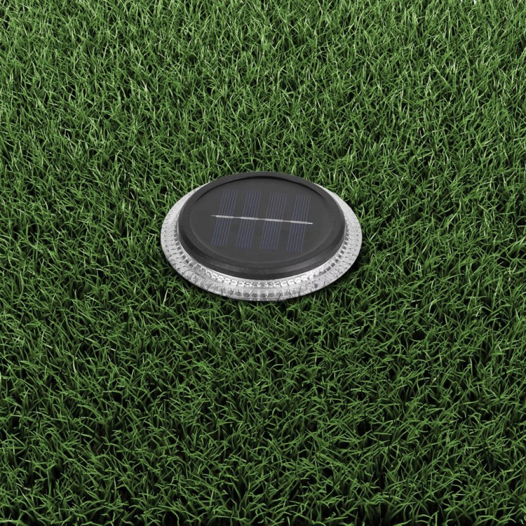 6 Set Solar-Boden-Sprießleucht Ø approx. 11.2 cm, black plastic, twilight sensor, for entrance, terrace and paths